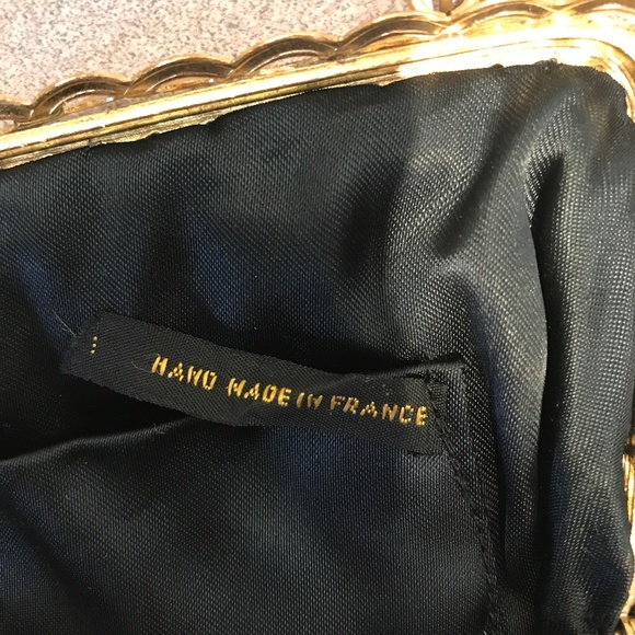 VINTAGE BLACK SATIN FRENCH HANDBAG - Picture 6 of 11